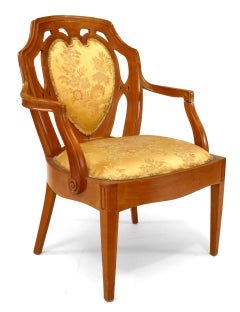 Set of 4 Swedish Biedermeier Gold Floral Arm Chair