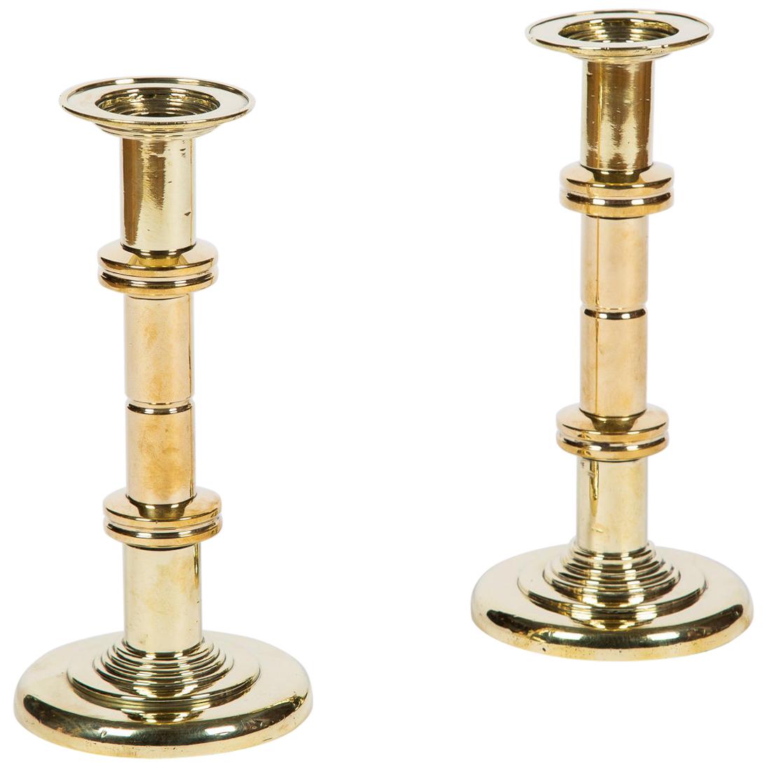 Pair of Elegant Turned Wood Candlestick Mantel Lights For Sale at 1stDibs