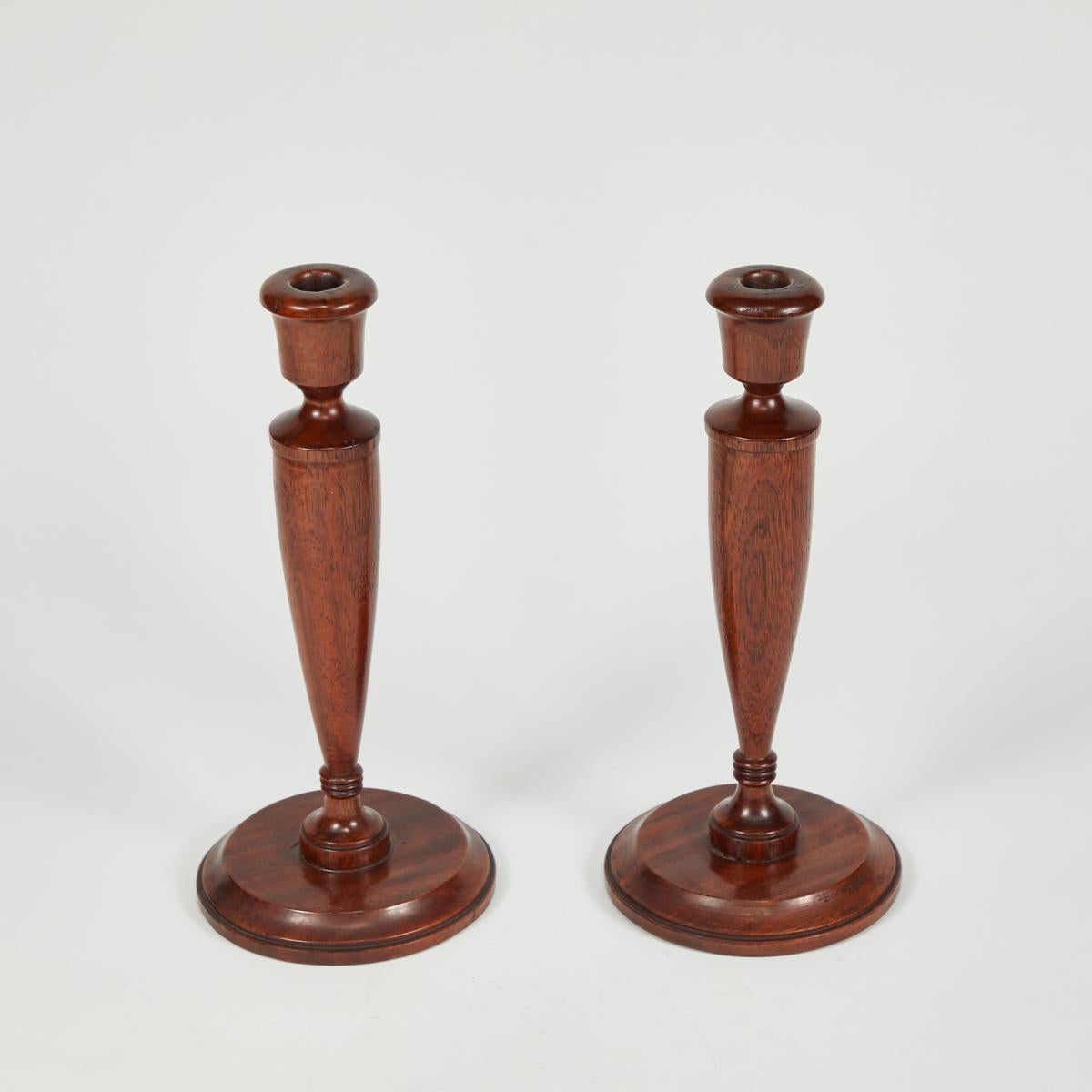 Pair of Turned Candlesticks in Mahogany For Sale at 1stDibs turned