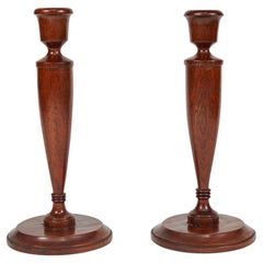 Pair of Turned Candlesticks in Mahogany