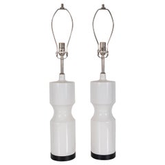 Pair of "Turned" Ceramic Table Lamps
