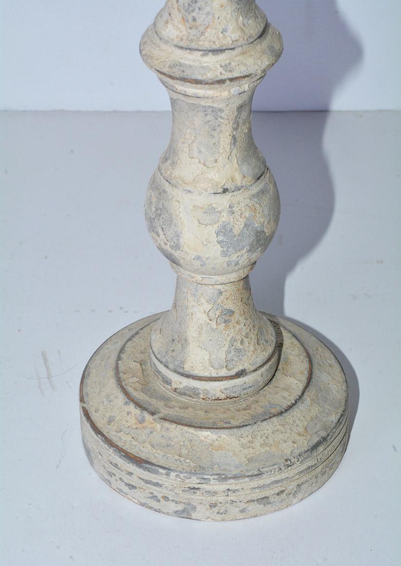 20th Century Pair of Turned Painted Wood Candlestick