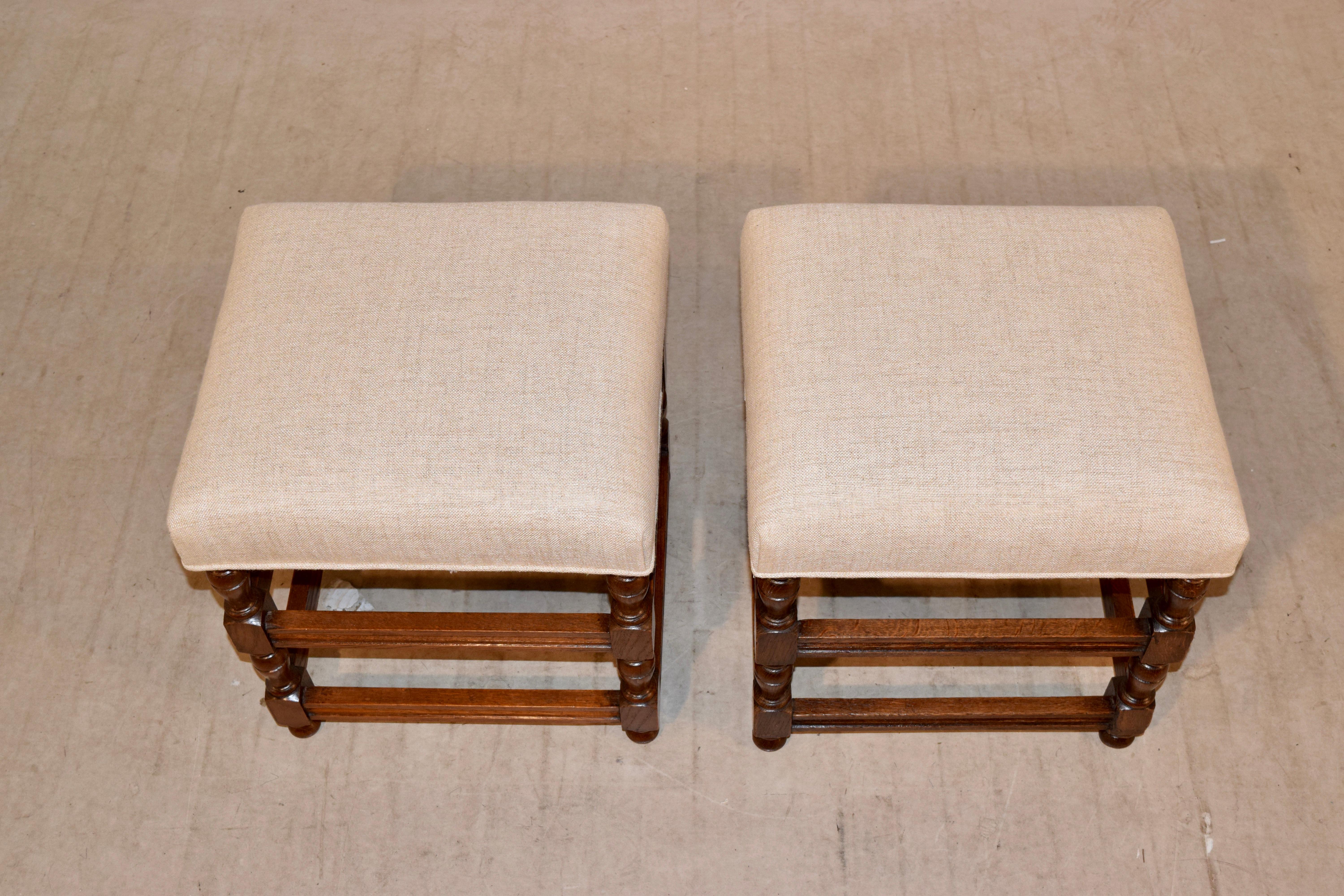 Pair of Turned Stools, circa 1900 In Good Condition In High Point, NC