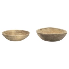 Antique Pair of Turned Swedish Wooden Bowls