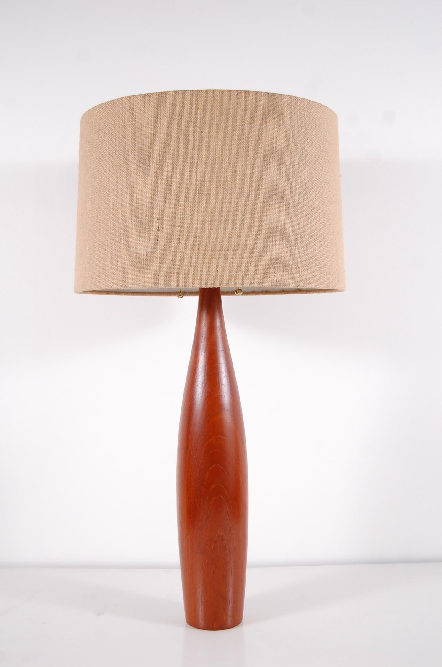 20th Century Pair of Turned Teak Lamps from Denmark For Sale