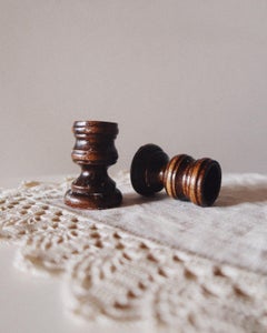 Pair of Turned Wood Candlesticks, Early 20th Century