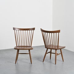 Pair of Turned Wood Chairs by Riki Watanabe, Japan circa 1985