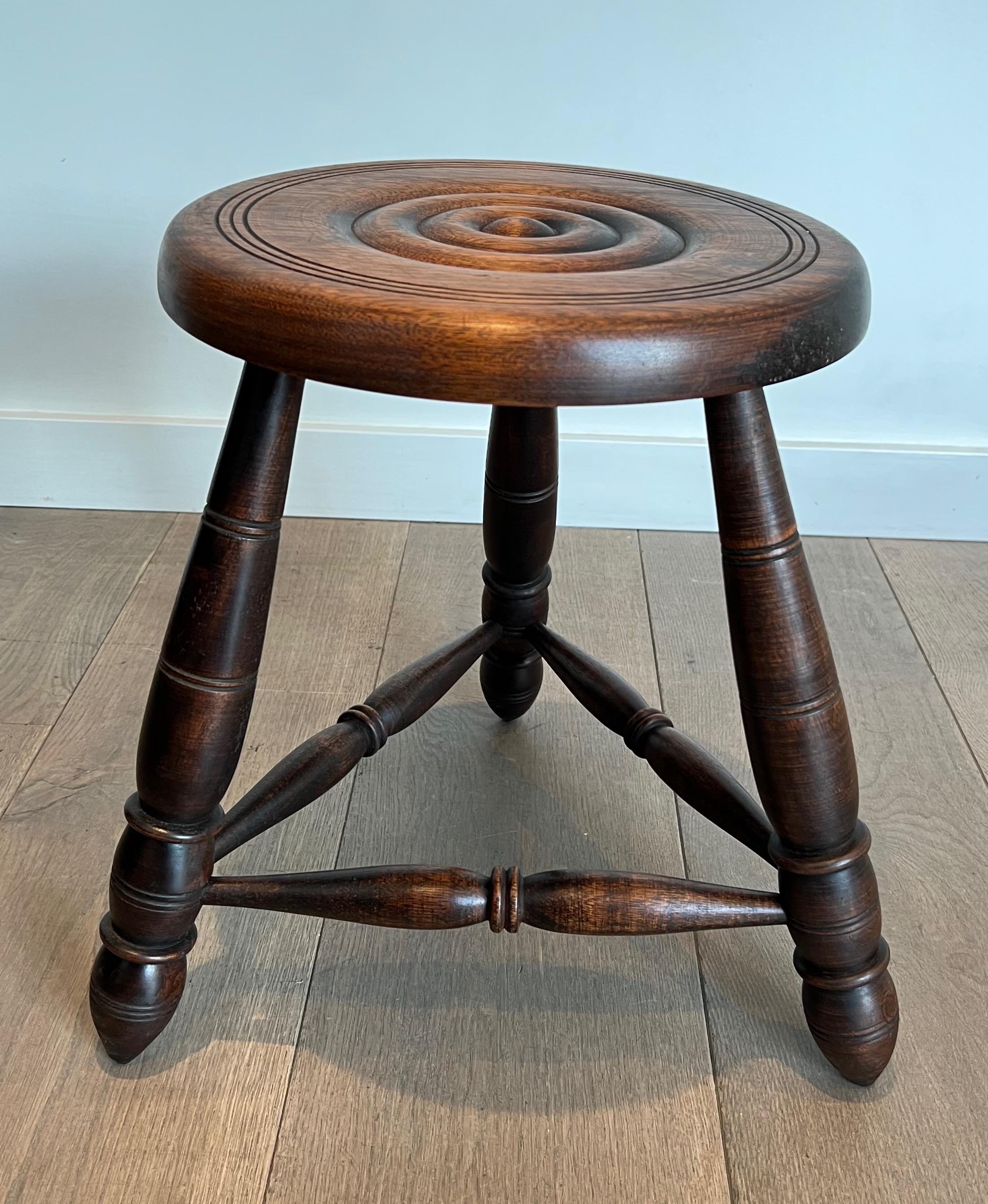 Pair of Turned Wood Stools Attributed to Charles Dudouyt For Sale 9