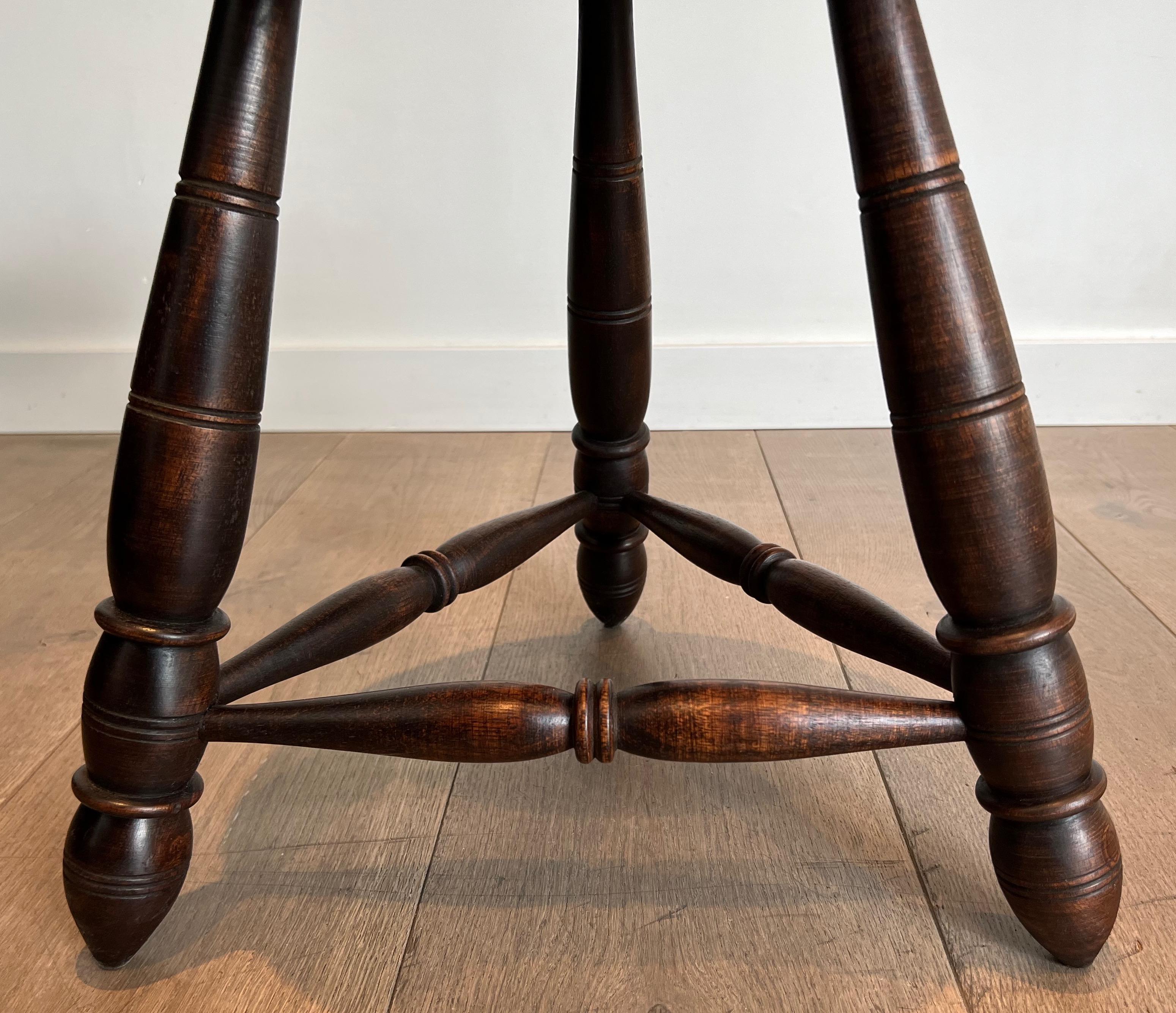 Mid-20th Century Pair of Turned Wood Stools Attributed to Charles Dudouyt For Sale