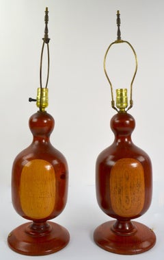 Pair of Turned Wood Table Lamps