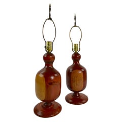 Pair of Turned Wood Table Lamps