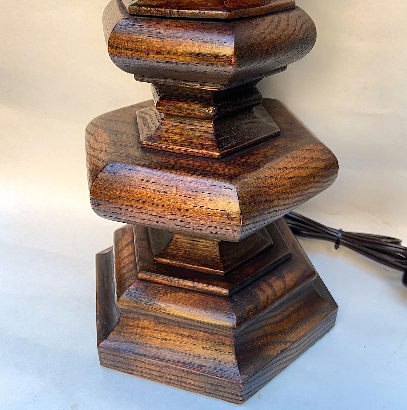 Mid-20th Century Pair of Turned Wooden Lamps For Sale
