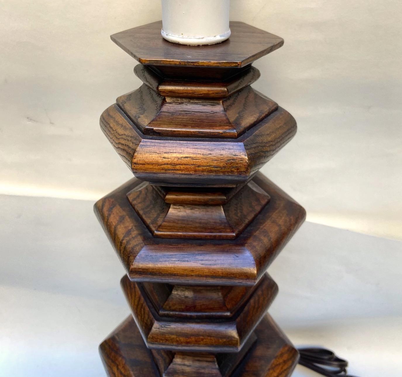 Pair of Turned Wooden Lamps For Sale 1