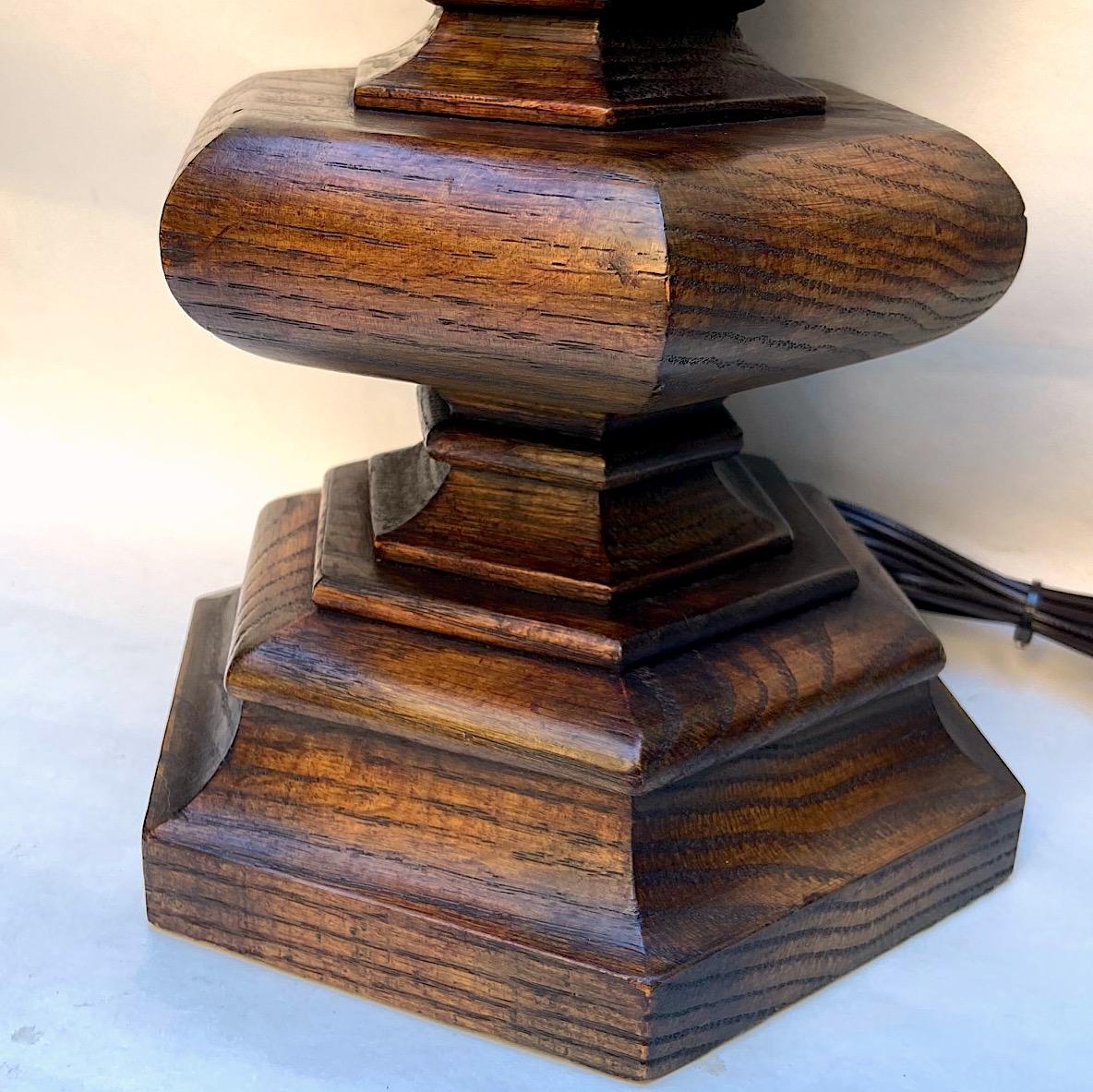 Pair of Turned Wooden Lamps For Sale 2