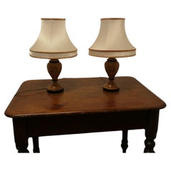 Used Pair of  Turned Wooden Table Lamps   