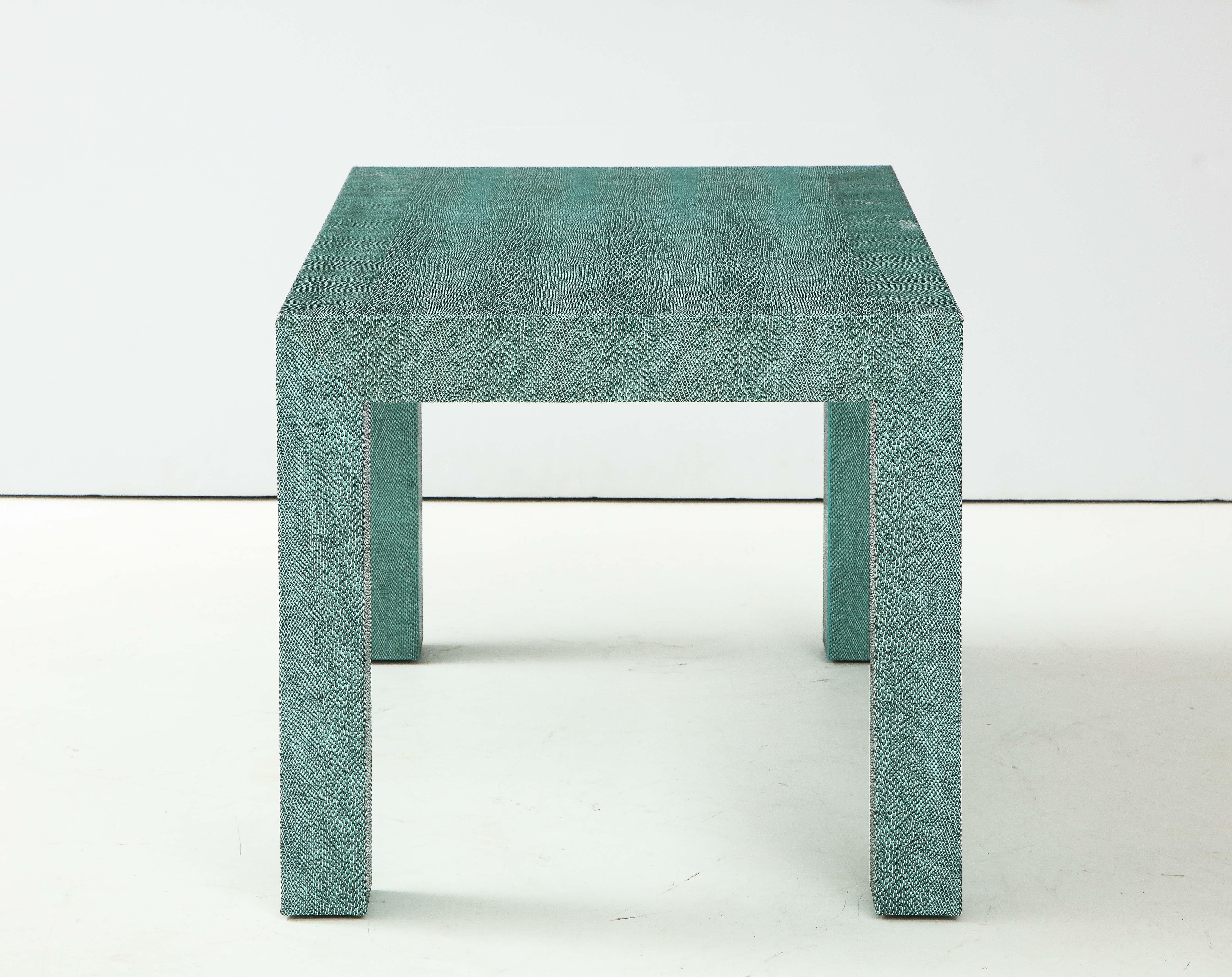 Pair of Turquoise 1980s Leather Wrapped Mid Century Side Table 6
