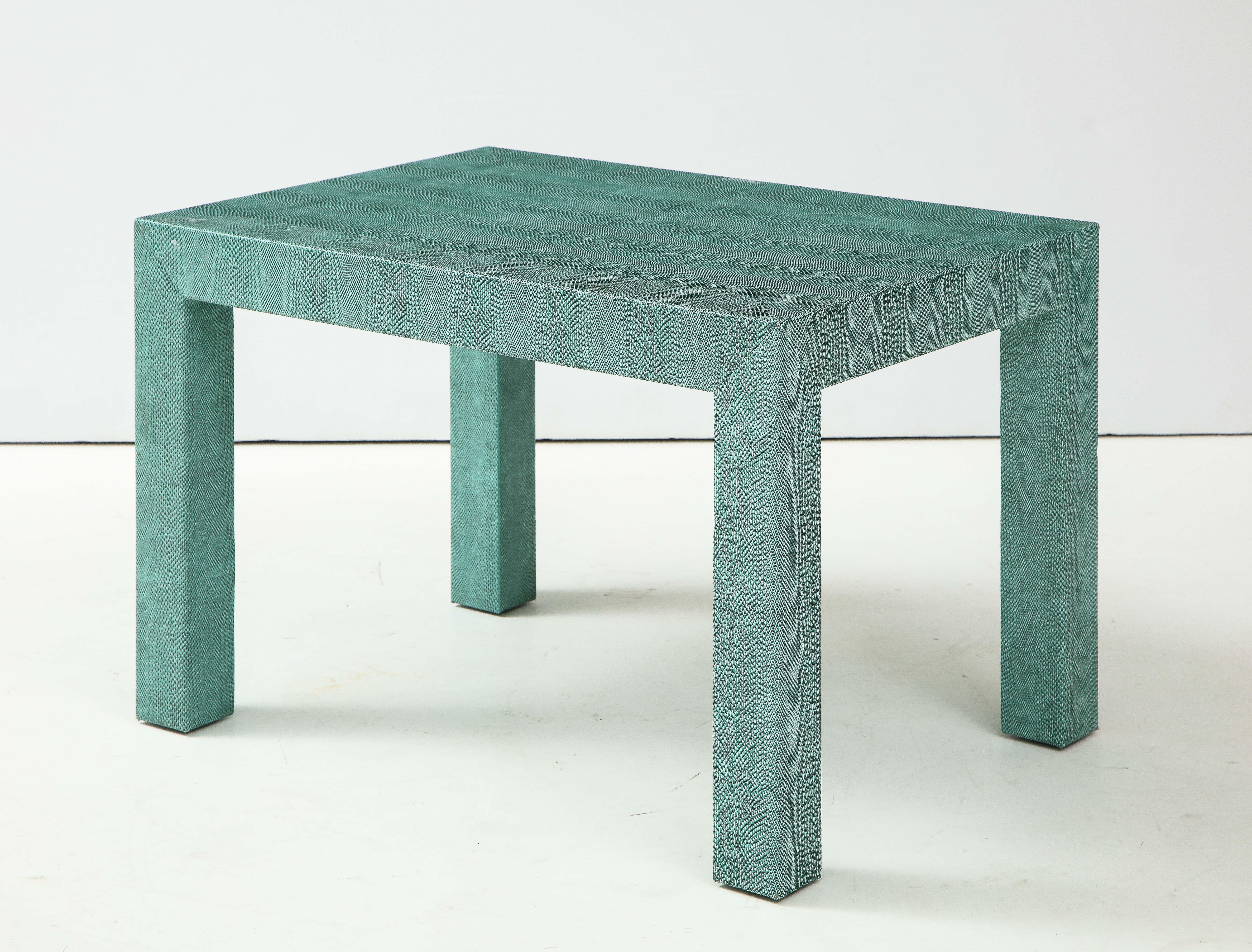 Pair of Turquoise 1980s Leather Wrapped Mid Century Side Table 7