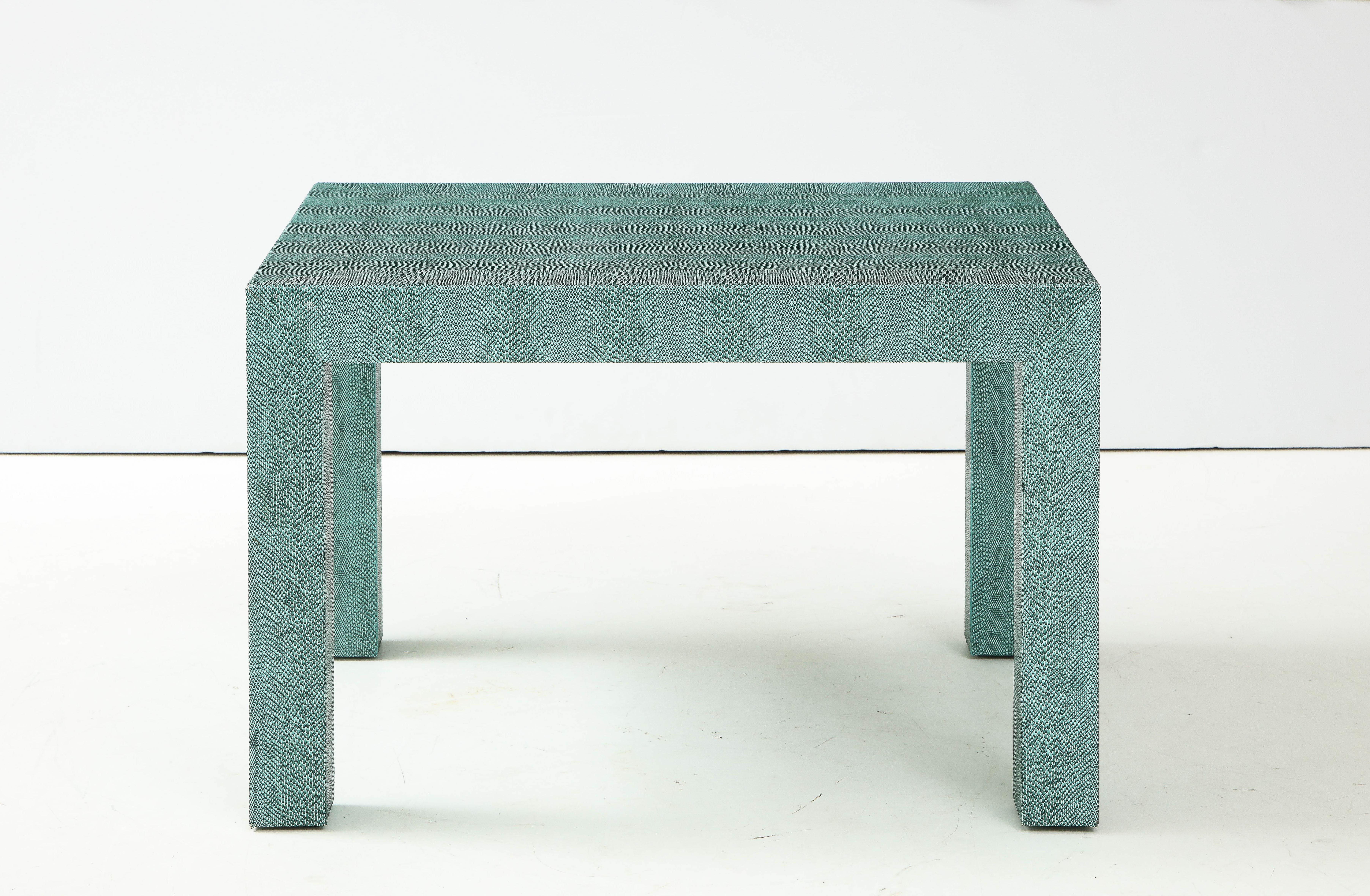 Pair of Turquoise 1980s Leather Wrapped Mid Century Side Table 9