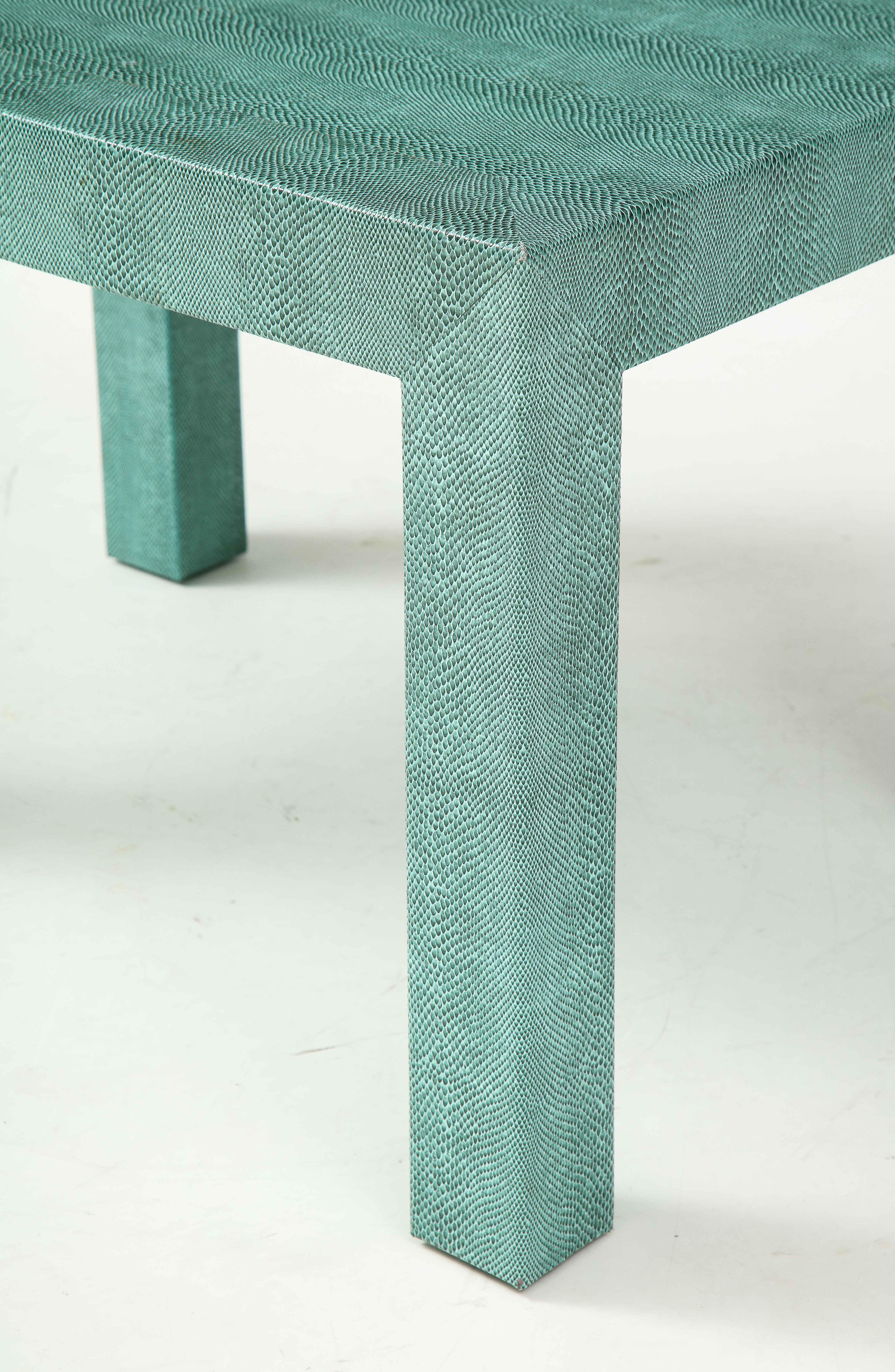 Pair of Turquoise 1980s Leather Wrapped Mid Century Side Table 10