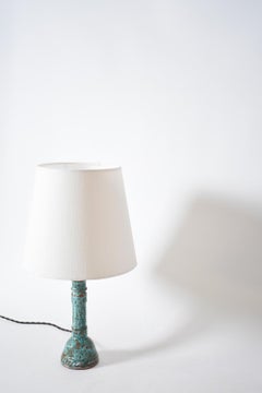 Pair of turquoise and brown lamps.
