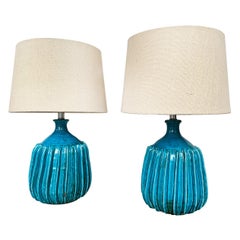 Pair of Turquoise Ceramic Table Lamps