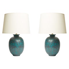 Pair of Turquoise Ceramic Table Lamps