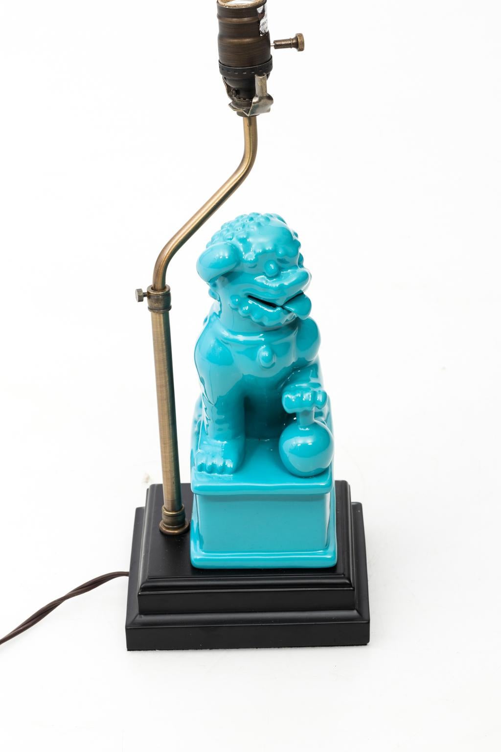 Pair of Turquoise Foo Dog Lamps 3