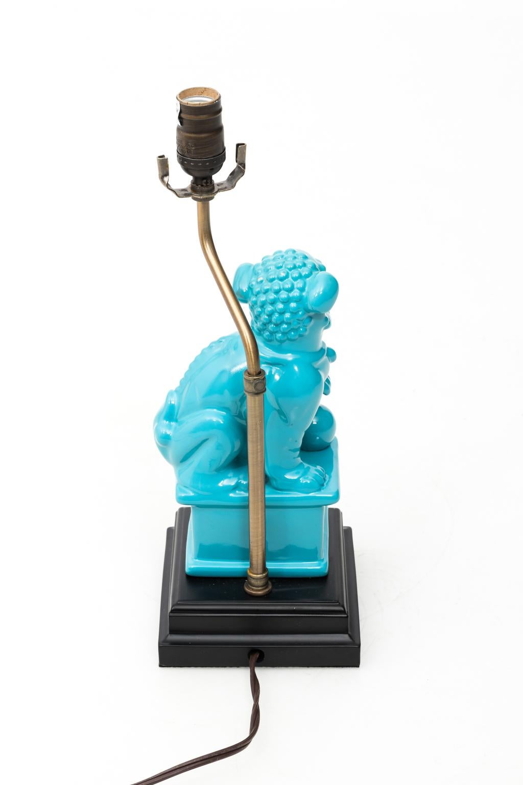 Pair of Turquoise Foo Dog Lamps 4