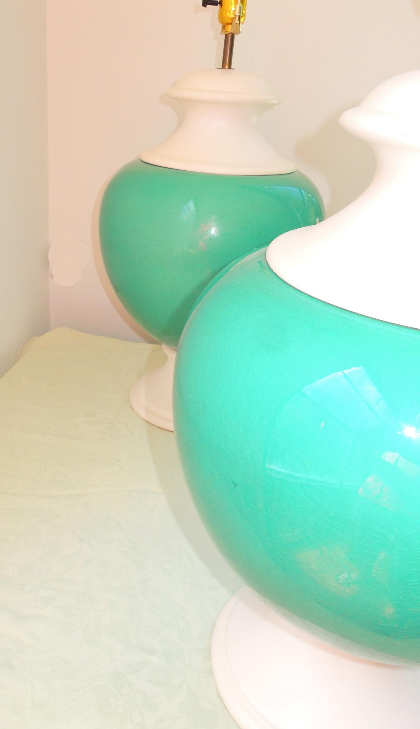 20th Century Pair of Turquoise Italian Lamps For Sale