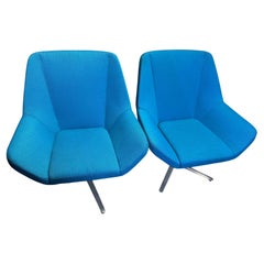 Paar türkisfarbene Keilhauer Swivel Lounge Chairs