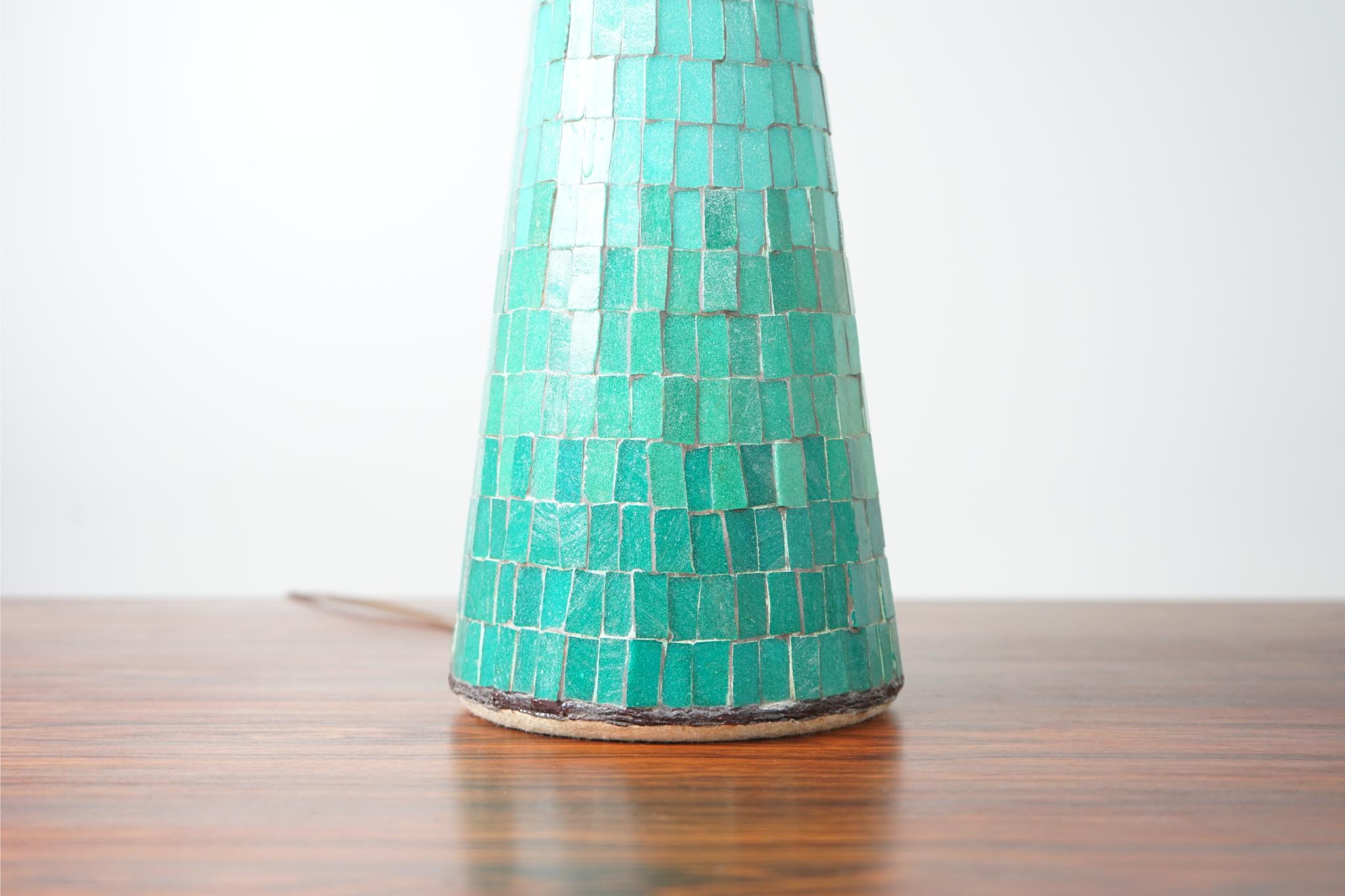 Pair of Turquoise Mosaic Table Lamps at 1stDibs