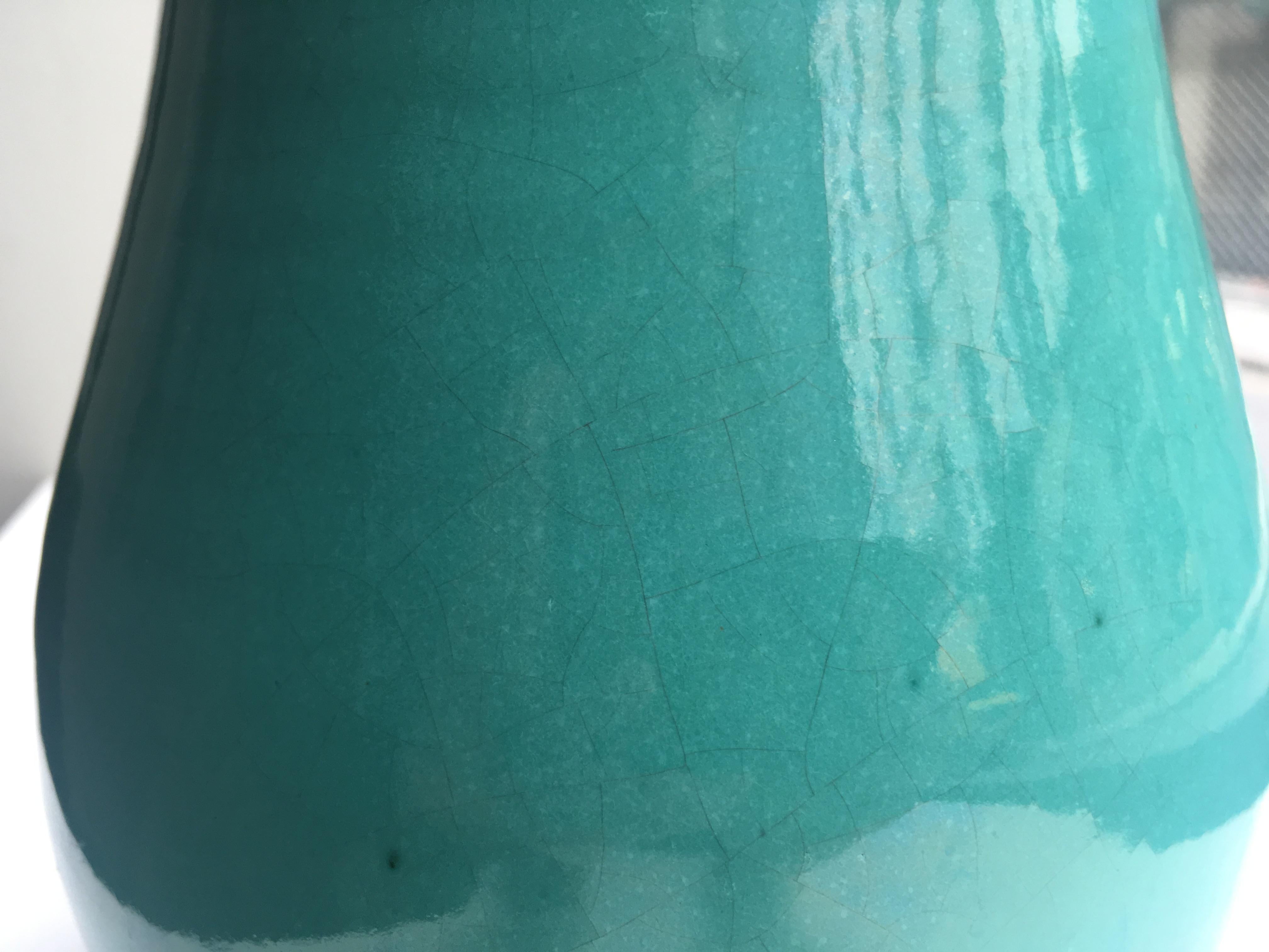 Milieu du XXe siècle Paire de vases Art Déco Primavera turquoise en vente