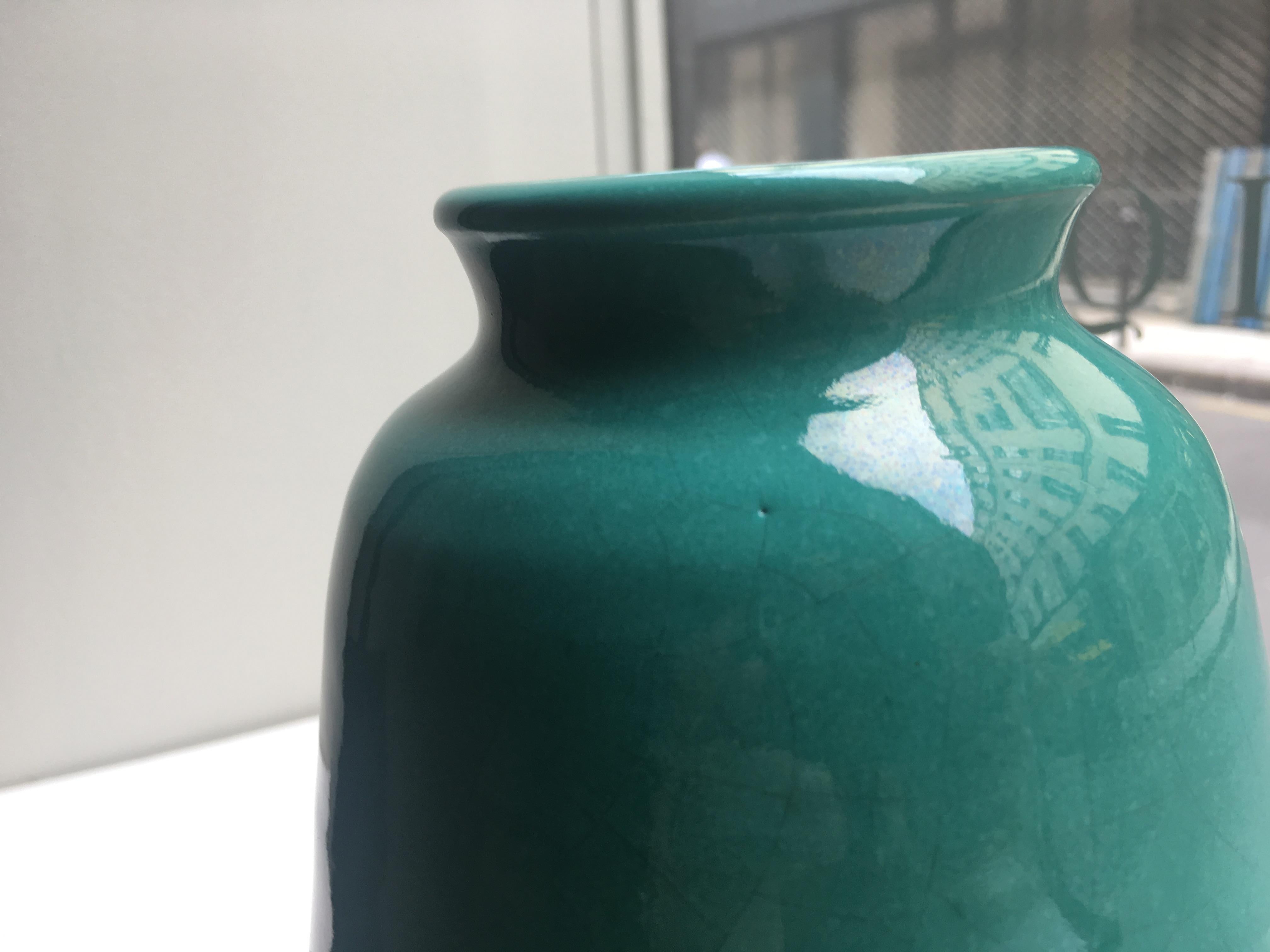 Céramique Paire de vases Art Déco Primavera turquoise en vente
