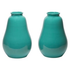 Pair of Art Deco Turquoise Primavera Vases