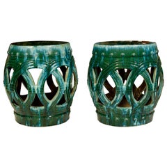 Pair of Turquoise Ring Garden Stools