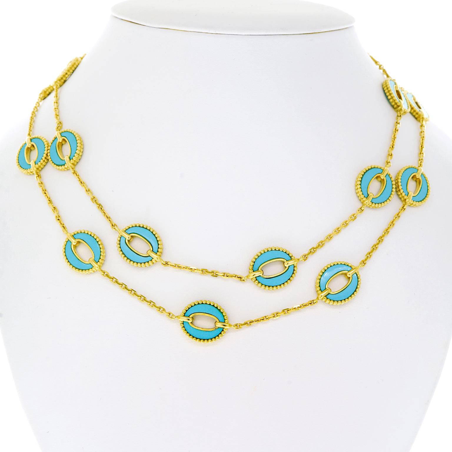 Pair of Turquoise-Set Gold Necklaces 4