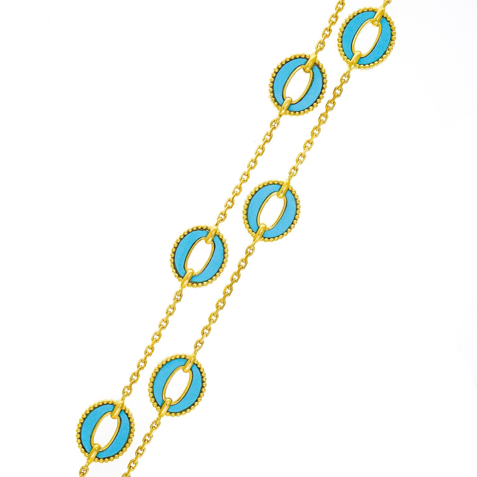 Pair of Turquoise-Set Gold Necklaces 1