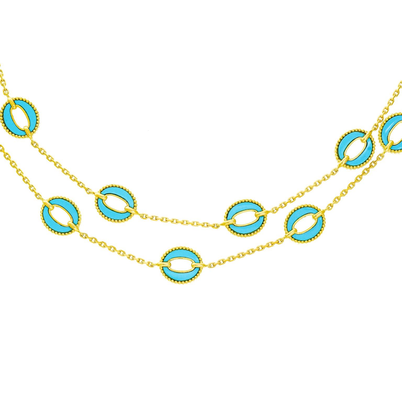 Pair of Turquoise-Set Gold Necklaces 2