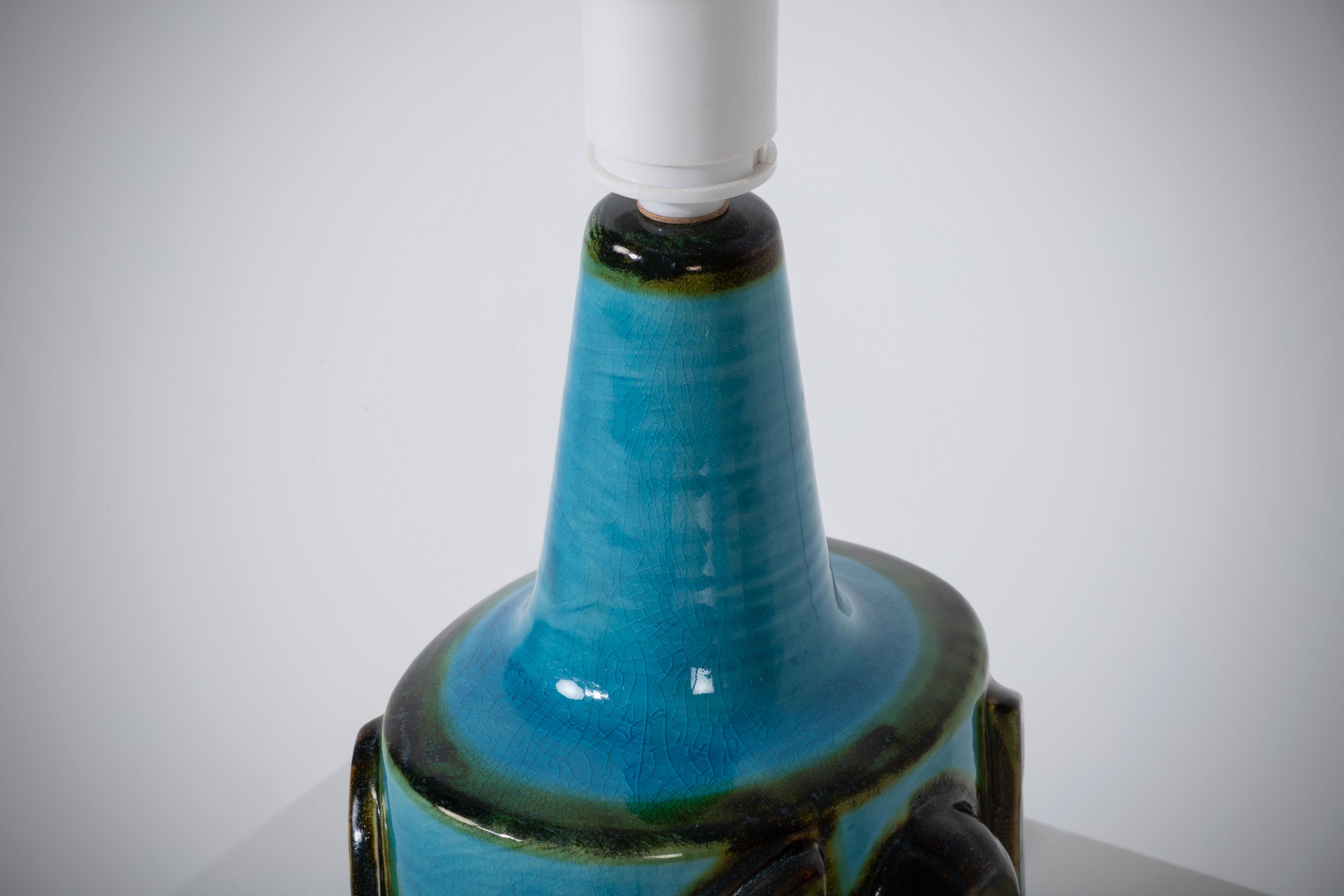 Pair of Turquoise Søholm Table Lamps by Einar Johansen, Denmark, 1960s For Sale 7