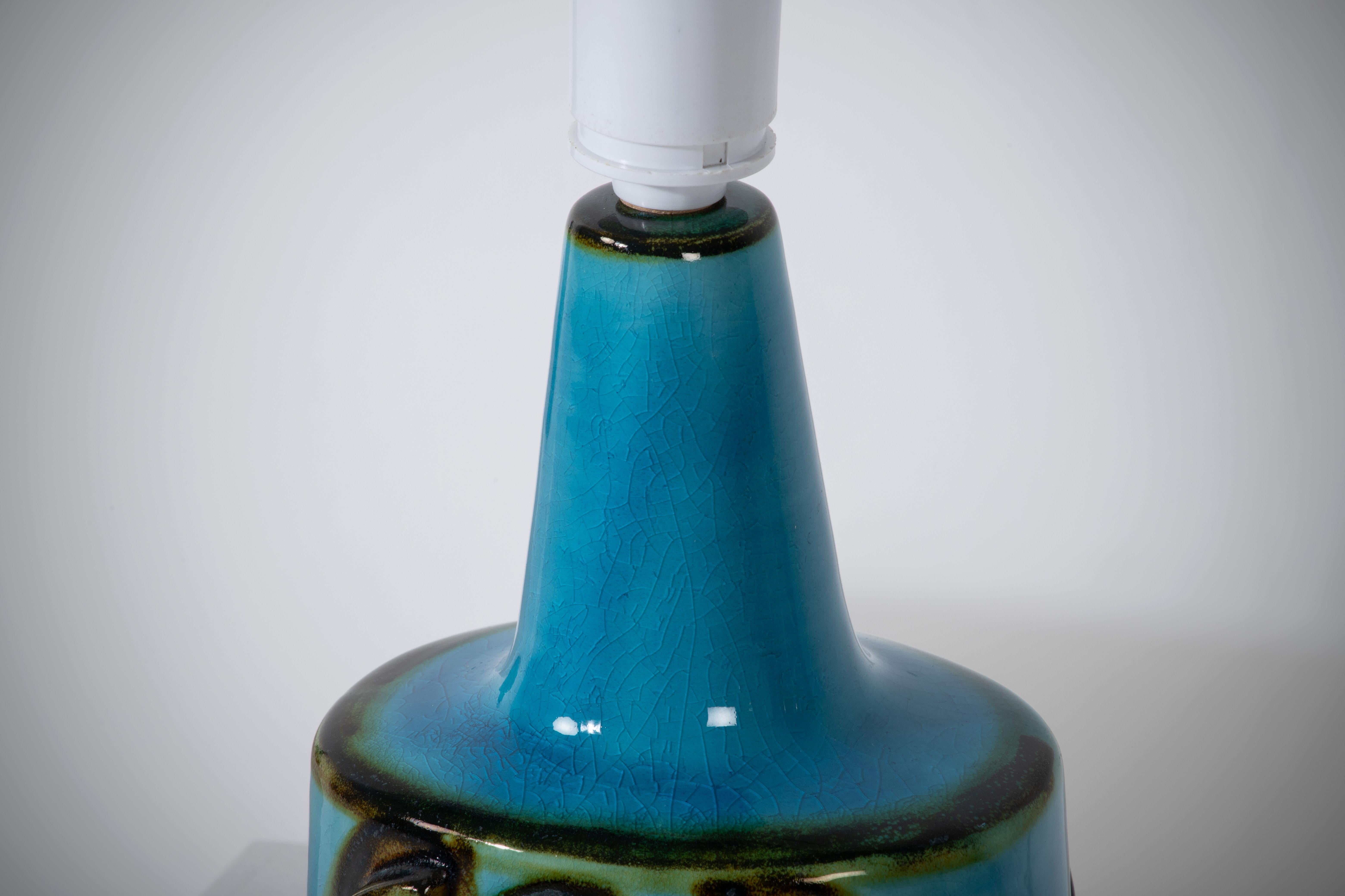 Pair of Turquoise Søholm Table Lamps by Einar Johansen, Denmark, 1960s For Sale 1