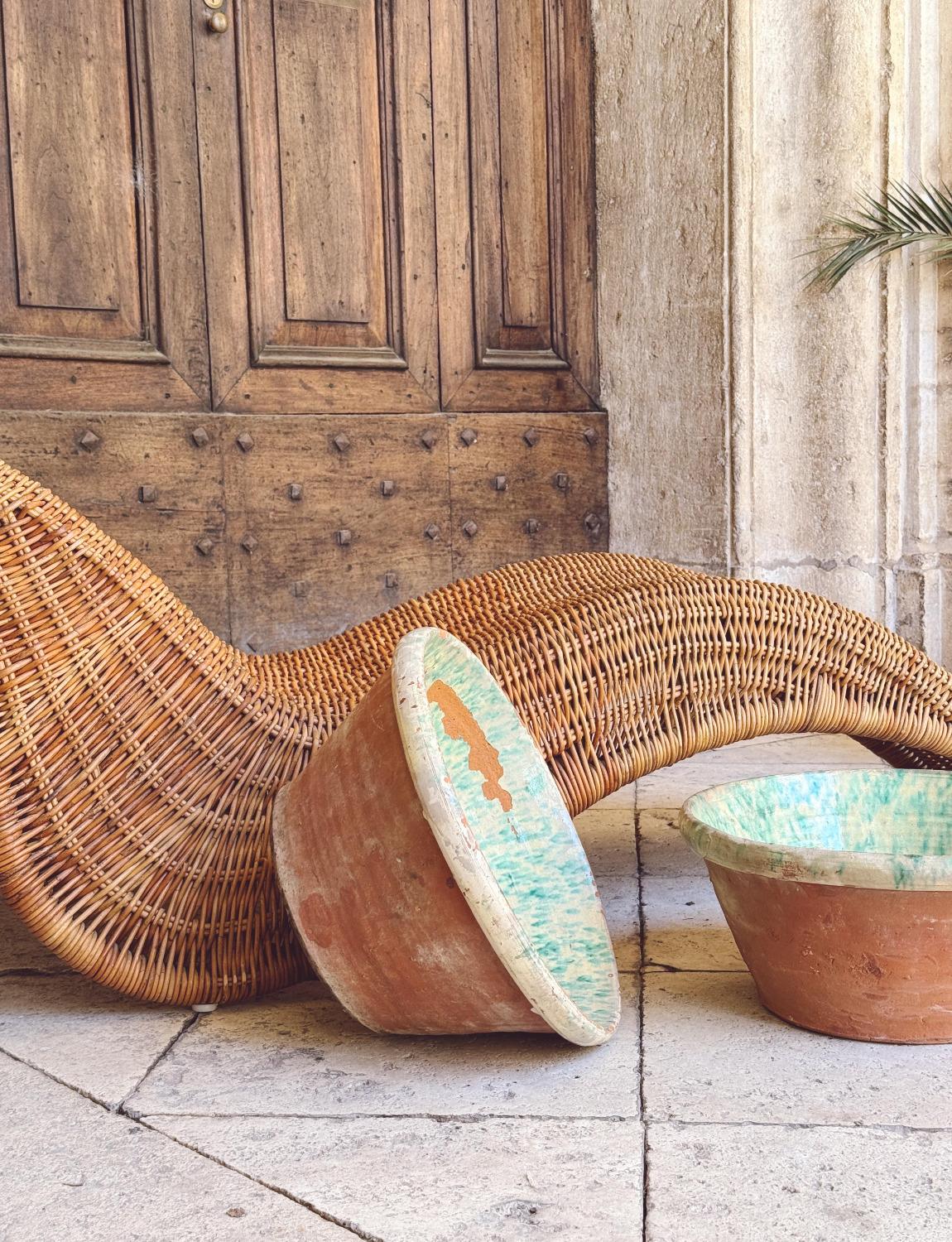 Italian Pair of Turquoise Tuscan Bowls, early 1900s For Sale