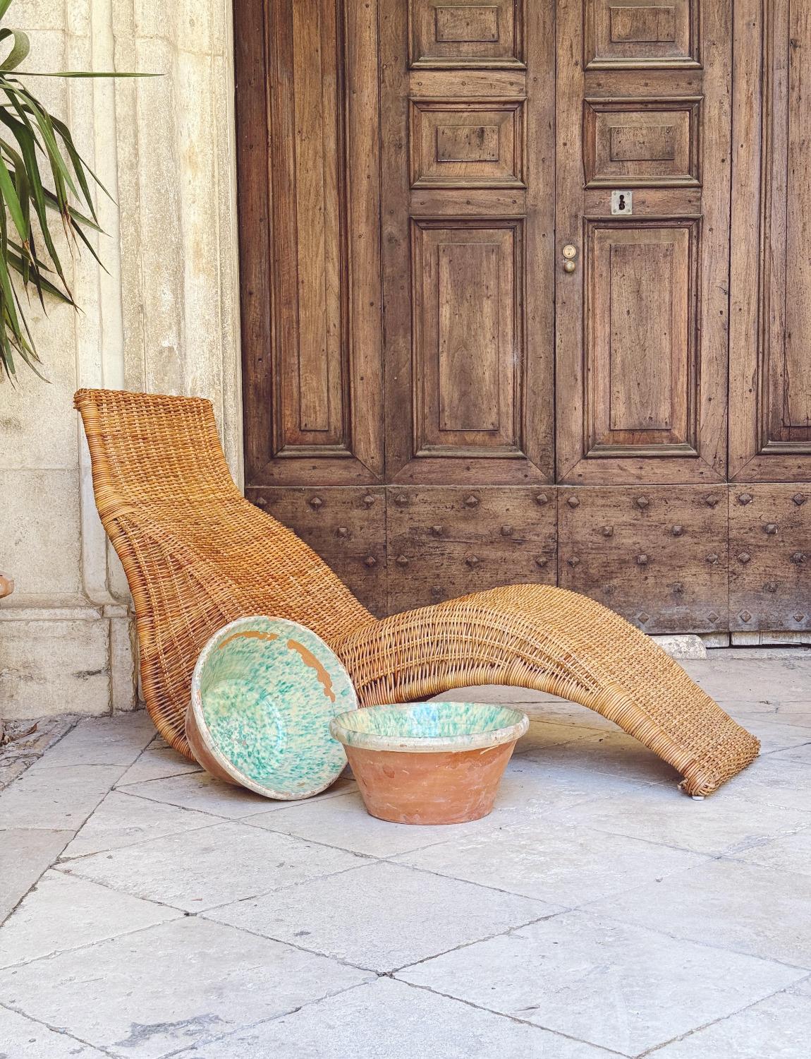 Pair of Turquoise Tuscan Bowls, early 1900s In Good Condition For Sale In Florence, Tuscany