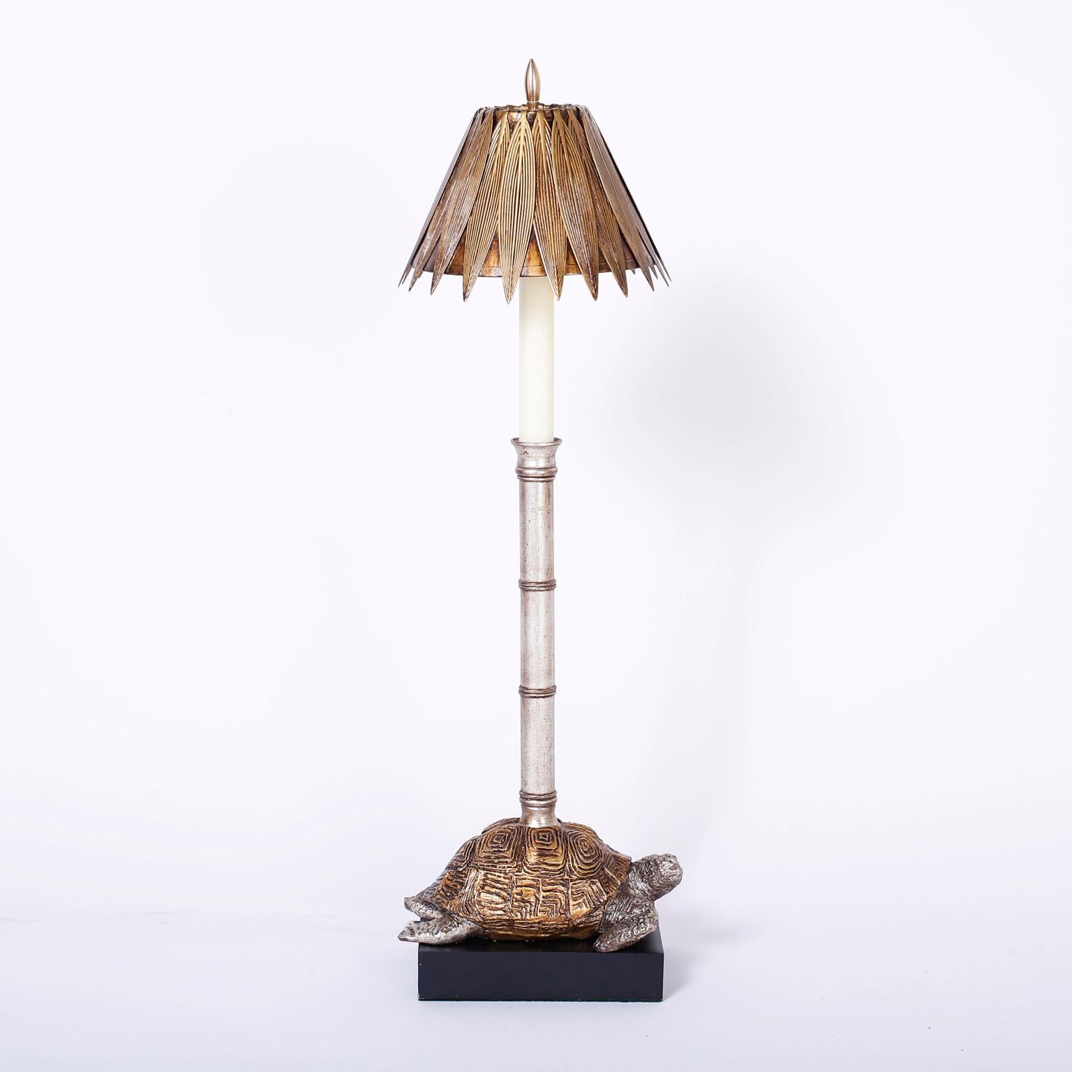 British Colonial Pair of Turtle Table Lamps
