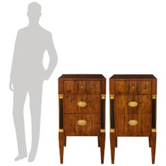 pair of Tuscan 18th century Neo-Classical st. Walnut and Gilt side table/chests