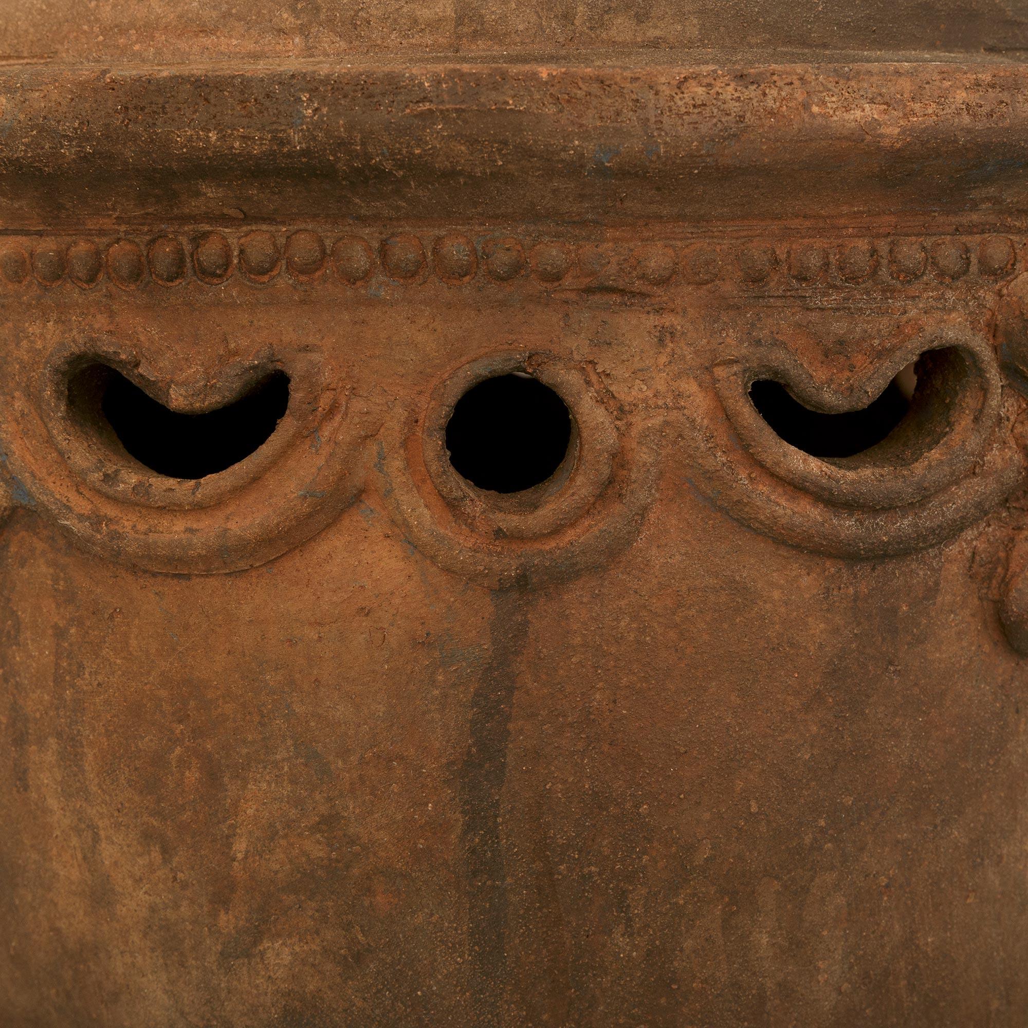 Terracotta pair of Tuscan early 19th century Louis XVI st. Terra Cotta urns For Sale