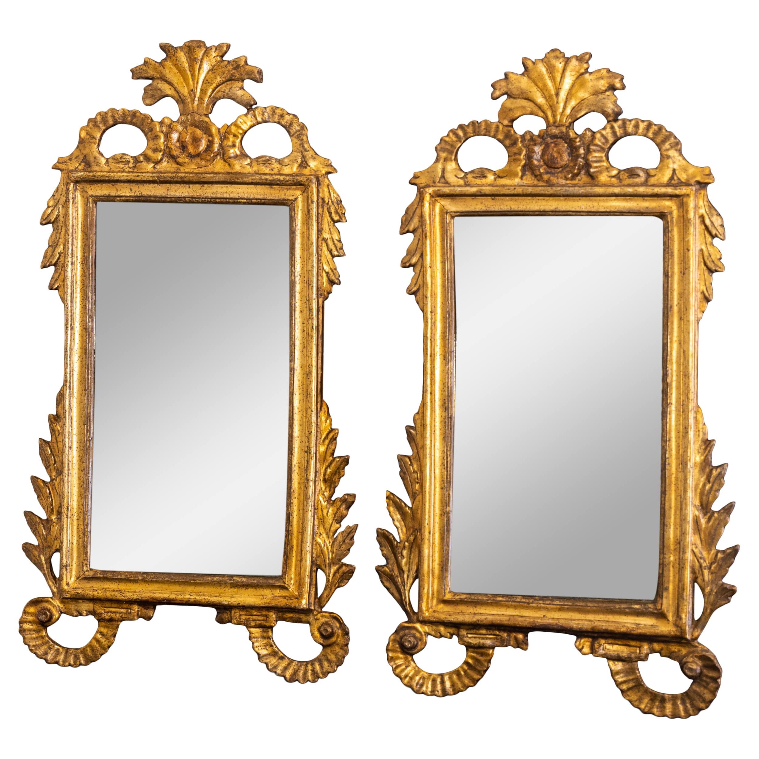 Pair of Tuscan Giltwood Wall Mirrors, Italy Late 18th Century