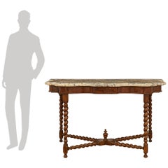 pair of Tuscan mid 17th century Baroque Period Walnut and Marble consoles