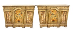 Pair of Tuscan Painted & Marble Top Credenzas by Susan Kaiser for Hickory Chair