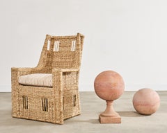 Pair of Tuscan Terracotta Garden Sphere Finials on Pedestals