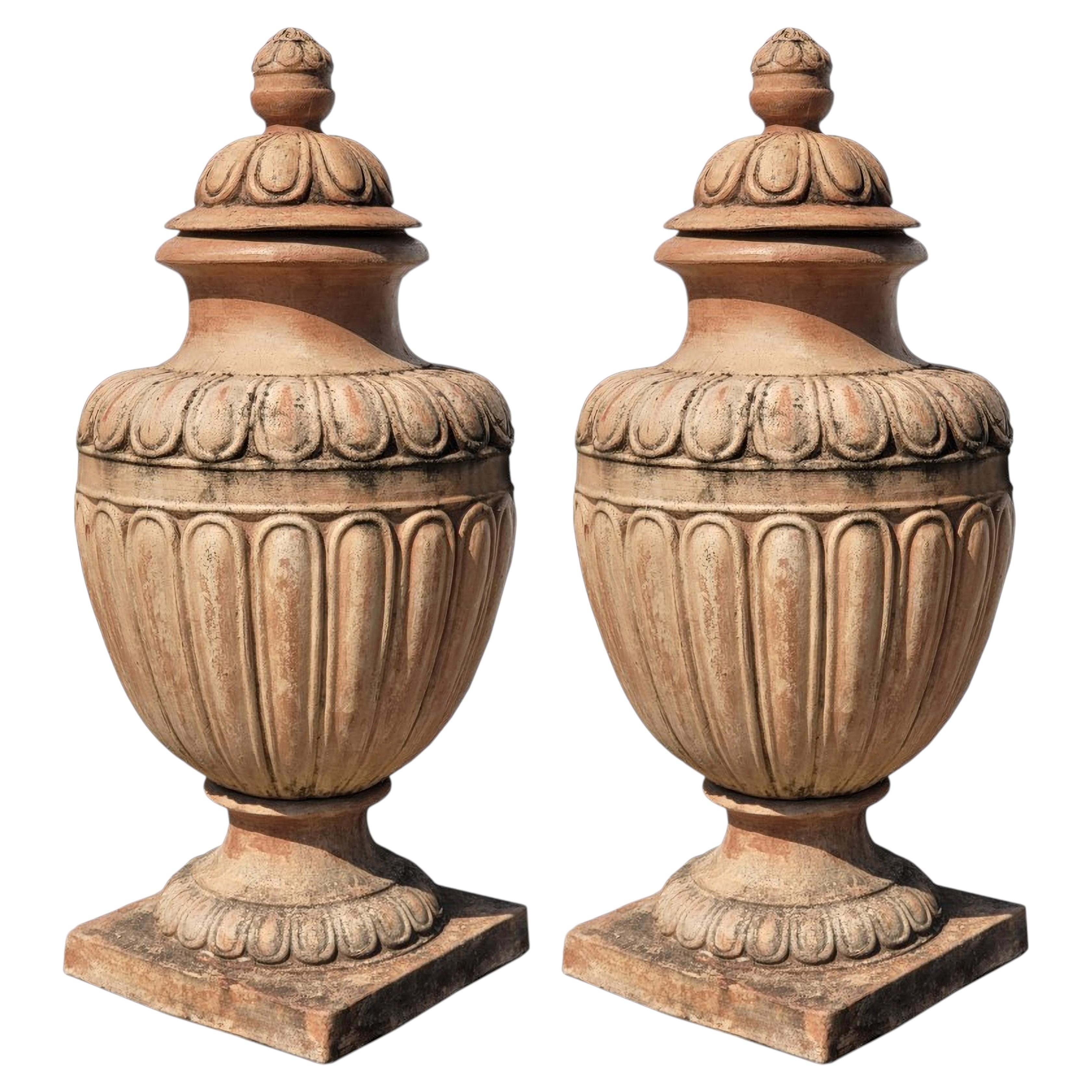 COPPIA DI URNA TOSCANA IN TERRACOTTA DA IMPRUNETA FIRENZE XXI SECOLO